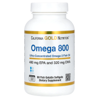California Gold Nutrition Омега 800 ультраконцентрированный Рыбий жир EPA и DHA без холестерина 1000 мг, 90 желатиновых мягких гелей