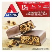 Atkins, Meal, Chocolate Chip Cookie Dough Bar, 5 Bars, 2.12 oz (60 g) Each