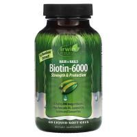 Irwin Naturals, Биотин-6000, С экстрактом бамбука, 60 жидких капсул