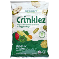 Sprout Organic, Crinklez, Popped Chickpea & Veggie Snack, 12 Months & Up, Cheddar & Spinach, 1.48 oz (42 g)