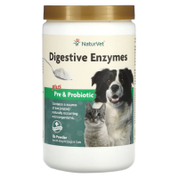 NaturVet, Пищеварительные ферменты в порошке с пребиотиками и пробиотиками, для собак и кошек, 454 г (1 фунт)