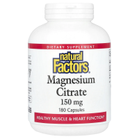 Natural Factors, Магния цитрат, 150 мг, 180 капсул