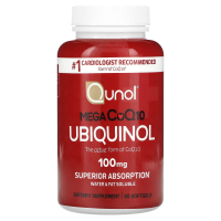 Qunol, Ubiquinol, Mega CoQ10, 100 мг, 60 мягких желатиновых капсул