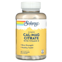 Solaray, Цитрат кальция и магния в соотношении 2:1 с добавлением витамина D-3, 180 капсул