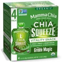 Mamma Chia, Органический сок чиа, энергетическая закуска, магия зелени, 4 пачки, 3.5 унций (99 г) шт.