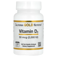 California Gold Nutrition, Витамин D3, 50 мкг, 2000 МЕ, 90 желатиновых мягких таблеток