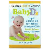 California Gold Nutrition, Витамин D3, детские капли, 10 мкг (400 МЕ), 0,34 ж.унц. (10 мл)