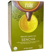 Rishi Tea, Органический зеленый чай, сенча, 15 чайных пакетиков, 1.38 унции (39 г) каждый