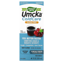 Nature's Way, Umcka - лекарство от простуды, успокаивающий сироп, без сахара, виноградный вкус, 4 унции (120 мл)