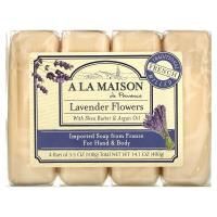 A La Maison de Provence, Мыло для рук и тела, с ароматом лаванды, 4 куска, 3.5 унций (100 г) каждый