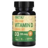 Deva, Vegan Vitamin D, 125 mcg, 5000 МЕ, 90 Tablets