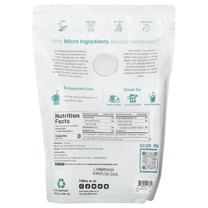 Micro Ingredients, Аллулоза, подсластитель, 1361 г (3 фунта)