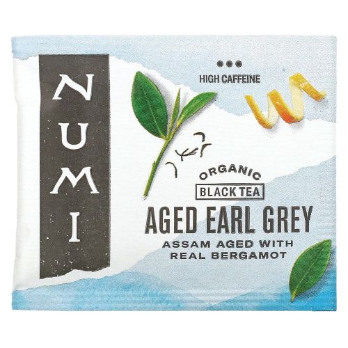 Numi Tea, Органический чай, черный чай, выдержанный Эрл Грей, 18 чайных пакетиков (1,27 унц. (36 г)