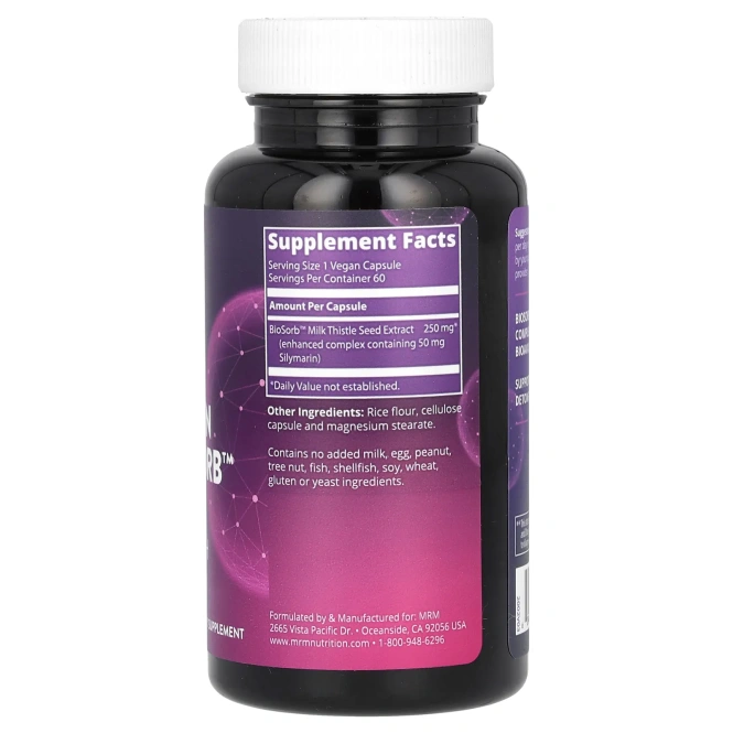 MRM, Силимарин с BioSorb, 60 веганских капсул