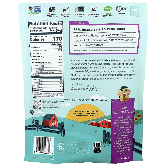 Seven Sundays, Подсолнечные хлопья, настоящие ягоды, 227 г (8 унций)