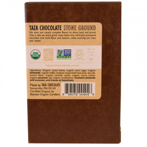 Taza Chocolate, Органический шоколад Seriously Good, размолотый жерновами, 3 плитки, каждая 2,5 унции