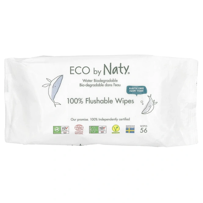 Naty, Смываемые салфетки, 56 салфеток
