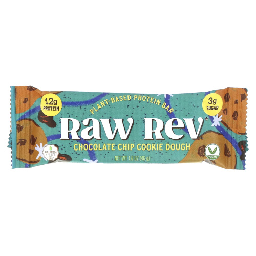 Raw Rev, Glo, Печенье с шоколадной крошкой, 12 батончиков, 1,6 унц. (46 г) каждый