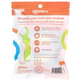 Plackers, Kid's Dual Gripz, детские зубочистки с нитью, с фтором, фруктовый смузи, 75 шт.