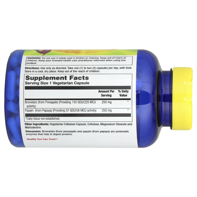 Nature's Life, Бромелайн и папаин, 250 вегетарианских капсул