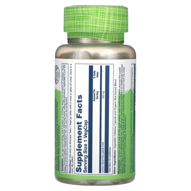 Solaray, True Herbs, солодка, 450 мг, 100 растительных капсул