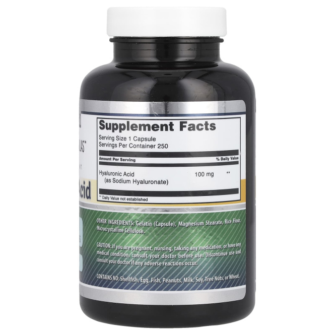 Amazing Nutrition, Гиалуроновая кислота, 100 мг, 250 капсул