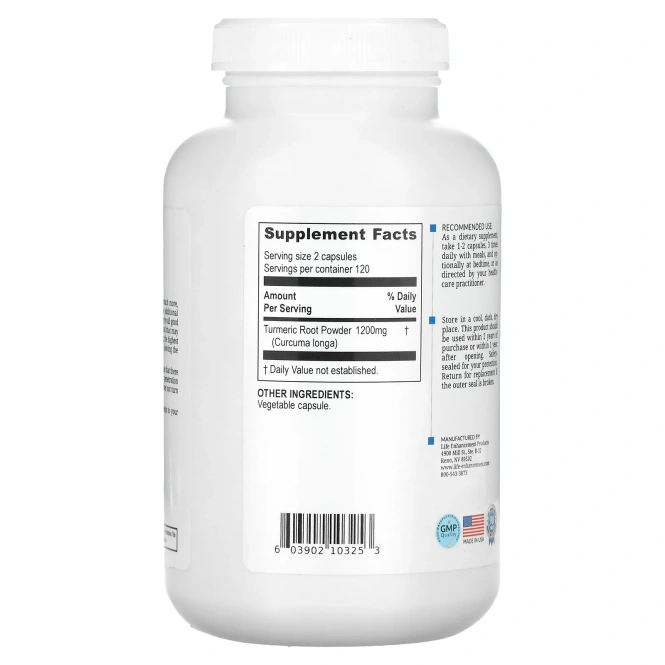 Life Enhancement, Сила корня куркумы, 240 капсул