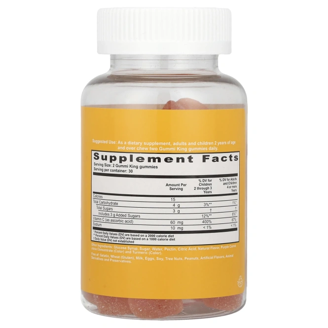 GummiKing, Витамин  C для детей с натуральным апельсиновым вкусом , 60 жевательных витаминов