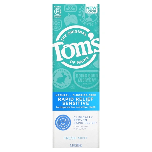 Tom's Of Maine,  Зубная паста не содержащая фтора Rapid Relief Sensitive Свежая мята 4 унции