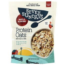 Seven Sundays, Protein Oats with Flax & Chia, клен и миндаль, 454 г (16 унций)
