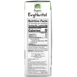Now Foods, Real Food, органический эритритол с архатом, 70 пакетиков