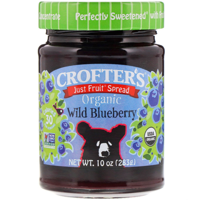 Crofter's Organic, Just Fruit Spread, Wild Blueberry, 10 oz