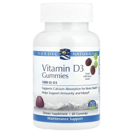 Nordic Naturals, Витамин D3, Лесная ягода, 1000 МЕ, 60 жевательных таблеток