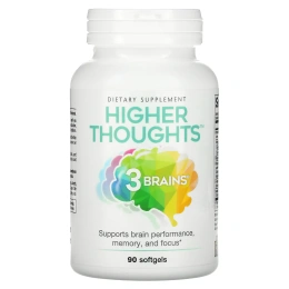 Natural Factors, 3 Brains, Higher Thoughts, добавка для поддержки работы мозга, 90 капсул