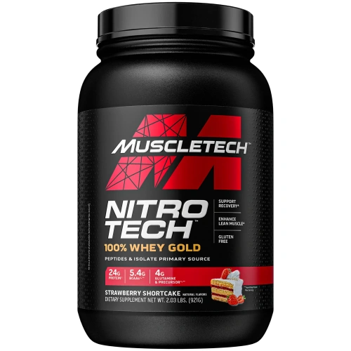 Muscletech, Nitro Tech, 100% Whey Gold, со вкусом клубники, 999 г (2,20 фунта)