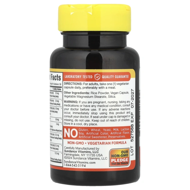 Sundance Vitamins, Power 8 Mushroom Complex, 50 вегетарианских капсул