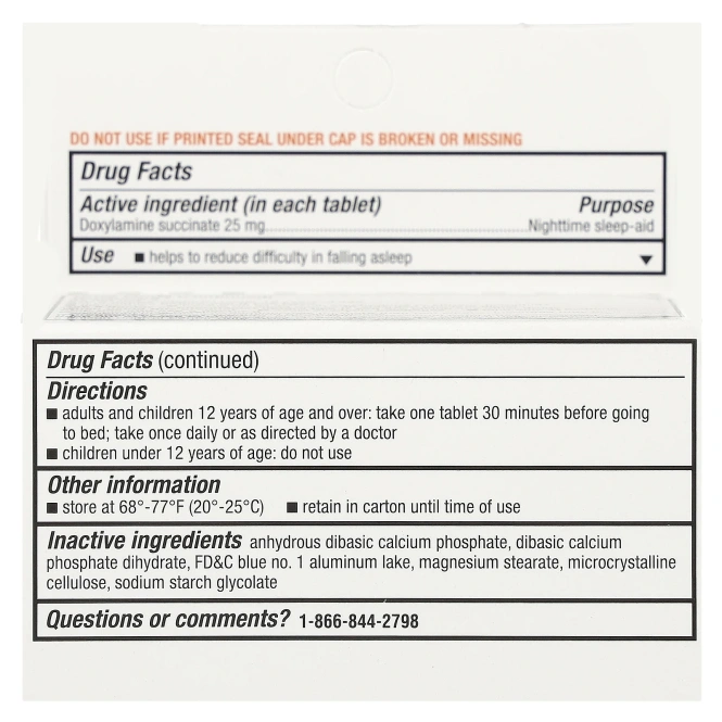 Unisom, SleepTabs, средство для спокойного сна, 25 мг, 32 таблетки