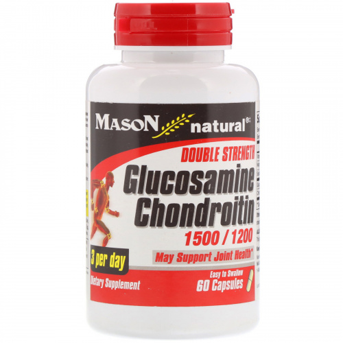 Mason Natural, Глюкозамин хондроитин двойной концентрации, 60 капсул