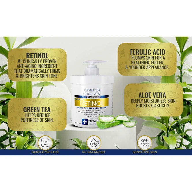 Advanced Clinicals, Retinol, укрепляющий крем с улучшенной формулой, 454 г (16 унций)