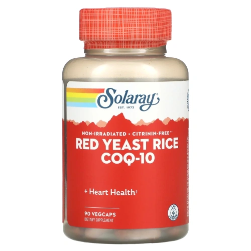 Solaray, Красный дрожжевой рис + коэнзим Q10, 90 вегетарианских капсул
