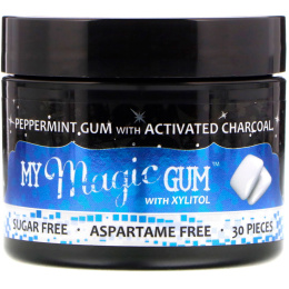 My Magic Mud, My Magic Gum with Xylitol and Activated Charcoal, Peppermint, 30 Pieces