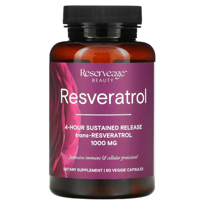 ReserveAge Nutrition, Ресвератрол с транс-ресвератролом, 500 мг, 60 растительных капсул