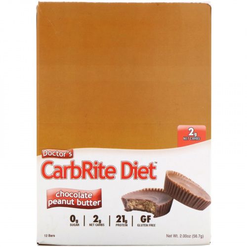 Universal Nutrition, Doctor's CarbRite Diet, Chocolate Peanut Butter, 12 Bars, 2.0 oz (56.7 g) Each