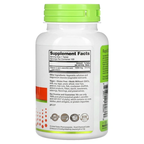 NutriBiotic, Immunity, витамин C, 1000 мг, 100 веганских таблеток