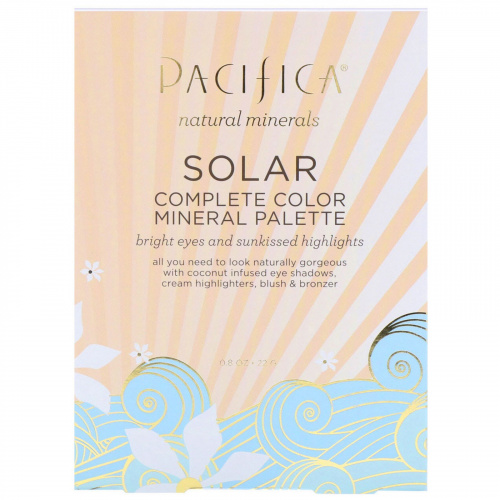Pacifica, Палитра минеральной косметики для макияжа, солнечный оттенок, 0.8 унции (22 г)