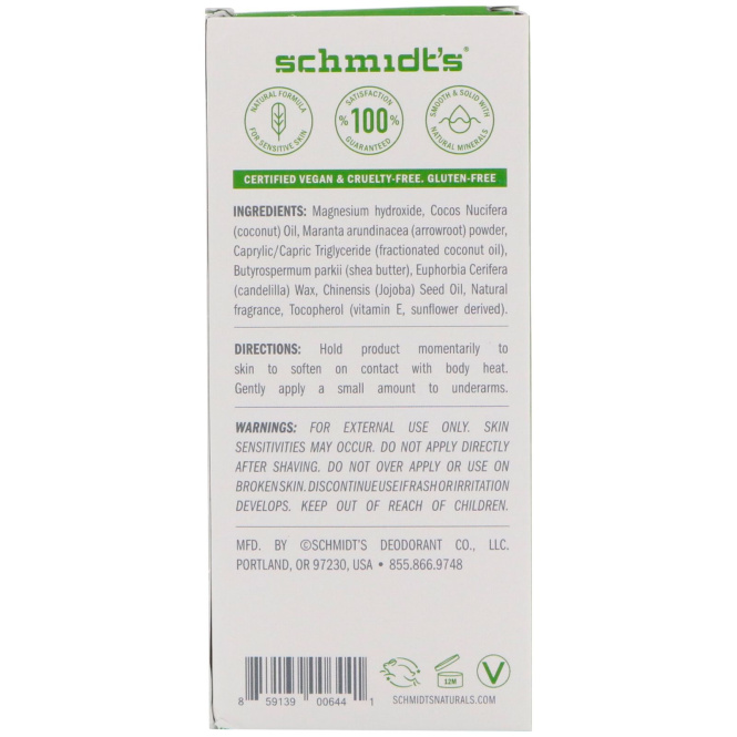 Schmidt's, Для чувствительной кожи, жасминовый чай, 3,25 унц. (92 г)