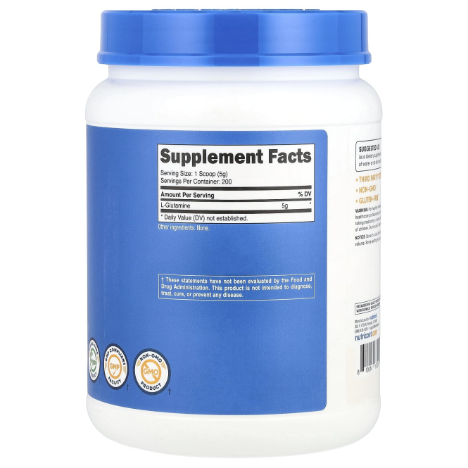 Nutricost, L-глютамин, без добавок, 1 кг (2,2 фунта)