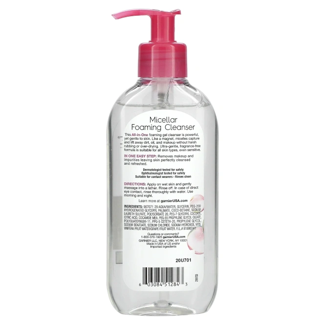 Garnier, SkinActive, мицеллярная очищающая пенка, многоцелевая, легко смывающаяся, для всех типов кожи, 200 мл (6,7 жидк. унции)