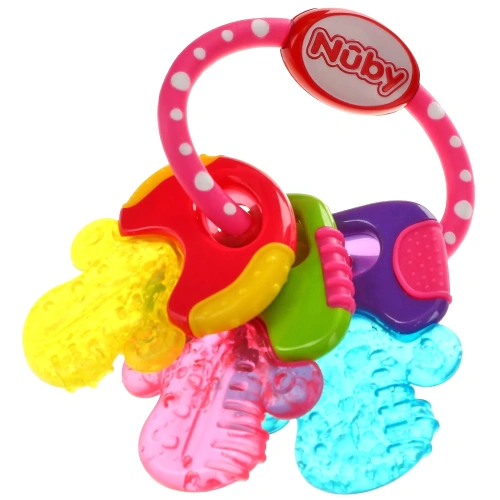 Nuby, Soothing Teether, Icy Bite Keys, 3+ Months, Perfectly Pink, 1 Count