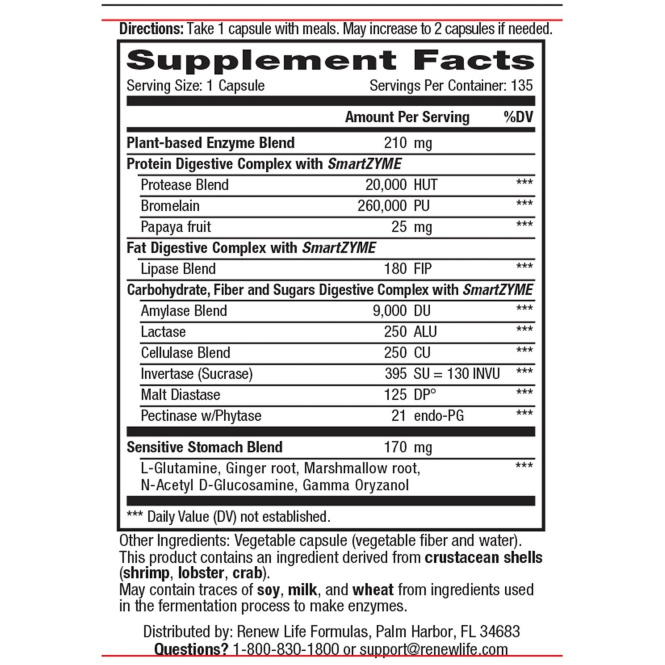 Renew Life, DigestMore, 135 растительных капсул